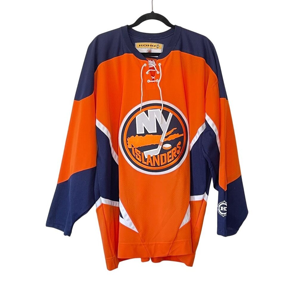 Koho NHL Islanders Licensed Jersey XXL Orange/Navy Adult Air-Knit Hockey Shirt